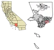 Location of La Habra Heights in Los Angeles County, California
