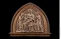 Luca della Robbia, Mary and Child with Two Adoring Angels, 1430-1440, glazed terracotta, polychrmed, 109,5×130,5×17 cm, Berlin, Bode Museum (Inv. 139)