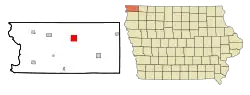 Location within Lyon County and Iowa