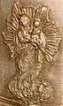 Religious motif on the largest of the cathedral's three bells.