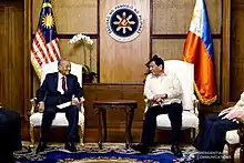 Image 118Philippine President Duterte in a meeting with Mahathir in the Malacanang Palace in 2019 (from History of Malaysia)