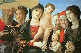 Andrea Mantegna, Madonna and Child with Saints, c. 1500, 61.5 × 87.5&nbsp;cm