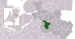 Highlighted position of Raalte in a municipal map of Overijssel