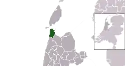 Highlighted position of Den Helder in a municipal map of North Holland