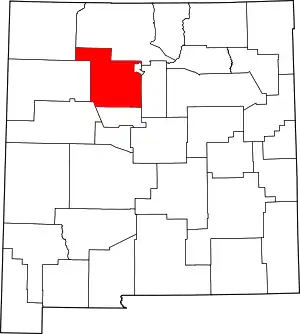 State map highlighting Sandoval County