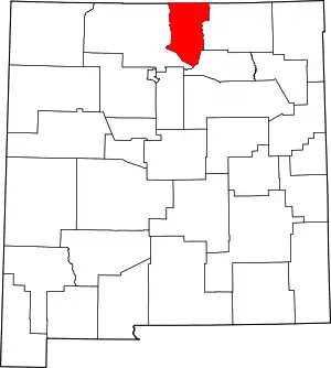 State map highlighting Taos County
