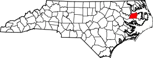 Map of North Carolina highlighting Washington County