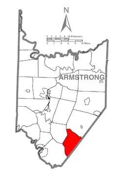 Map of Armstrong County, Pennsylvania, highlighting South Bend Township