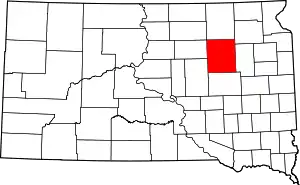 Map of South Dakota highlighting Spink County