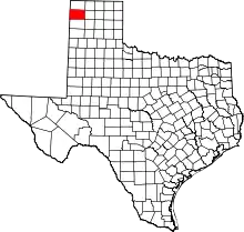 Map of Texas highlighting Hartley County