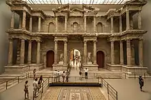 Photo of an 1800-year-old marble gate rebuilt in a museum