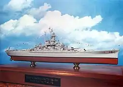 1/720 scale plastic model of the USS&nbsp;Massachusetts&nbsp;(BB-59).