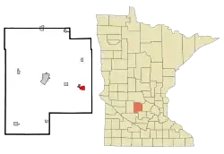 Location of Dasselwithin Meeker County, Minnesota