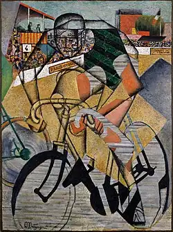 Jean Metzinger, 1912, At the Cycle-Race Track (Au Vélodrome), oil and sand on canvas, 130.4 x 97.1&nbsp;cm (51.4 x 38.25 in.) The Solomon R. Guggenheim Foundation, Peggy Guggenheim Collection, Venice