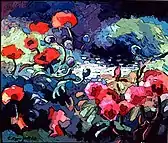 Mohn-Landschaft (Poppy Landscape), drawing, 60&nbsp;cm × 80&nbsp;cm