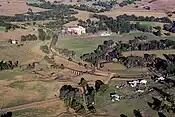 Murwillumbah Railway Line north of Lismore sweeping past Woodlawn College.