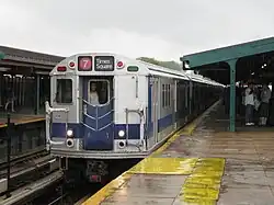 The Train of Many Colors, which consists of multiple IRT Redbird cars, some of which were repainted into paint schemes the cars wore before the GOH.