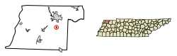 Location of Rives in Obion County, Tennessee.