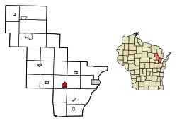 Location of Oconto Falls in Oconto County, Wisconsin.