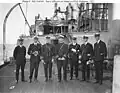Hustvedt (third from left) as a lieutenant commander with other officers aboard the decommissioned battleship USS&nbsp;Alabama&nbsp;(BB-8) in September 1921 just before Alabama was expended in aerial bombing trials