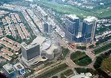 Aerial shot of Pantai Indah Kapuk.