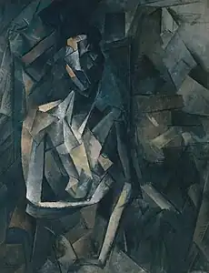Pablo Picasso, 1909–10, Figure dans un Fauteuil (Seated Nude, Femme nue assise), oil on canvas, 92.1 x 73&nbsp;cm. This painting from the collection of Wilhelm Uhde was confiscated by the French state and sold at the Hôtel Drouot in 1921