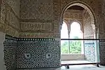 Vew of decoration on the lower walls and one of the side windows in the second hall