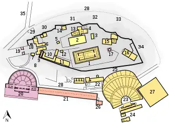 Plan of the Acropolis, showing the Beulé Gate at the far southwest edge.