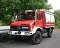Unimog 435.115 (U&nbsp;1300&nbsp;L) based technical rescue fire engine RW1, a common Unimog based fire engine in Germany.