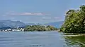 Rapperswil, Lützelau and Ufenau islands as seen from ZSG ship MS Helvetia