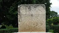 The sundial on the church patio at San Jerónimo Tlacochahuaya, Mexico (16th&nbsp;c.)