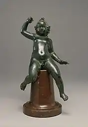 Figure of wingless Eros; 20–60 AD; cast bronze and silver inlay; 17.2 × 9.5 × 6.8&nbsp;cm; Walters Art Museum
