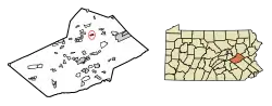 Location of Mahanoy City in Schuylkill County, Pennsylvania.