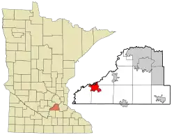 Location of the city of Belle Plainewithin Scott County, Minnesota