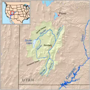 Sevier River watershed, (11,574&nbsp;sq&nbsp;mi (29,980&nbsp;km2))