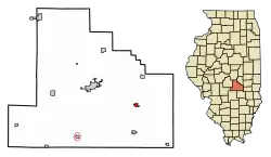 Location of Strasburg in Shelby County, Illinois.