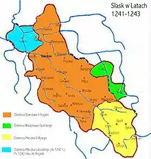 1241-1243&nbsp;&nbsp;Bolesław II&nbsp;&nbsp;Mieszko Lubuski&nbsp;&nbsp;Władysław Opolski&nbsp;&nbsp;Mieszko II