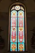 Stained glass window in the nave
