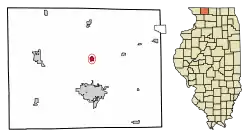 Location of Cedarville in Stephenson County, Illinois.