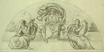 Study Drawing for lunette, Justice Enthroned Between Law and Order (2nd or Alternate Version)