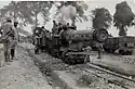 A barrel removed for transport on narrow gauge rails.