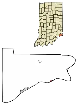 Location of Florence in Switzerland County, Indiana.