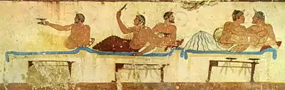 Symposium scene in the Tomb of the Diver at Paestum, c. 480&nbsp;BC Greek art