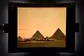 Carlo Ponti (attributed to) Egypt Gizeh - The Three Pyramids ca. 1875. Albumen silver print with tissue and applied color (Megalethoscope slide) 24.8 x 33.8&nbsp;cm.