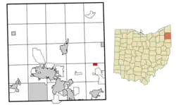 Location of Yankee Lake in Trumbull County within the state of Ohio