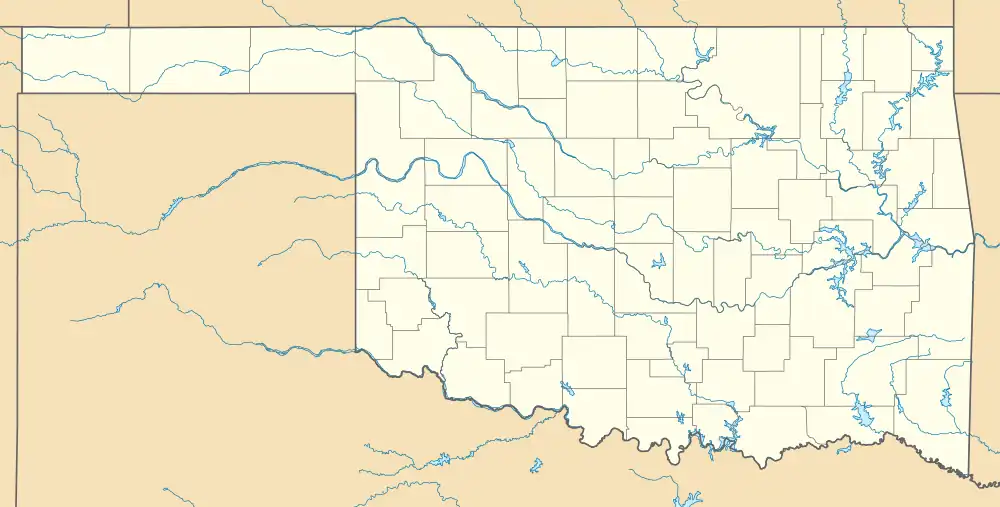 A map of Oklahoma showing the location of Beaver Dunes Park