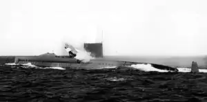 USS&nbsp;Halibut launches a Regulus missile – the limitations of the use of Regulus led to the development of the use of ballistic missiles from submarines.