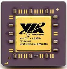 A 1.2&nbsp;GHz VIA C3 microprocessor in a ceramic package