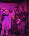 Brennan Gilmore (guitar), Zach Blatter (bass), Will Lee (banjo) of Walker's Run perform at Bel Rio in Charlottesville, Virginia April 17, 2009.