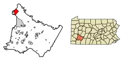 Location of Lower Burrell in Westmoreland County, Pennsylvania.